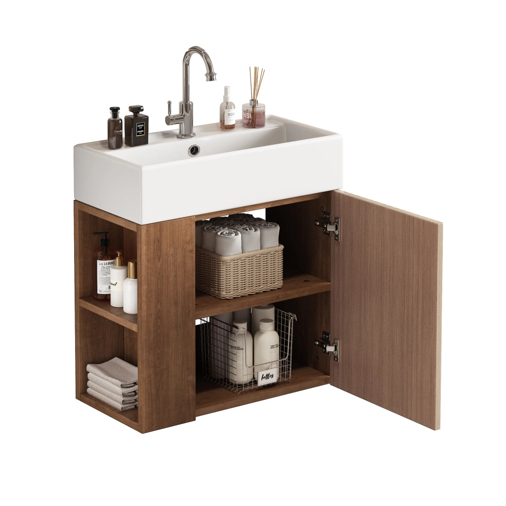 LAVABO con mobile bagno 55 cm Marrone MDF