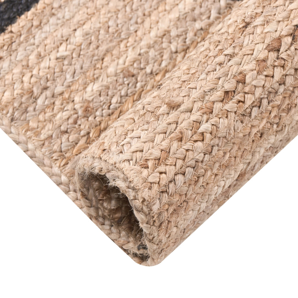 Tappeto in juta beige 160 x 230 cm con motivi decorativi rettangolare tessuto stile rustico per soggiorno e camera da letto