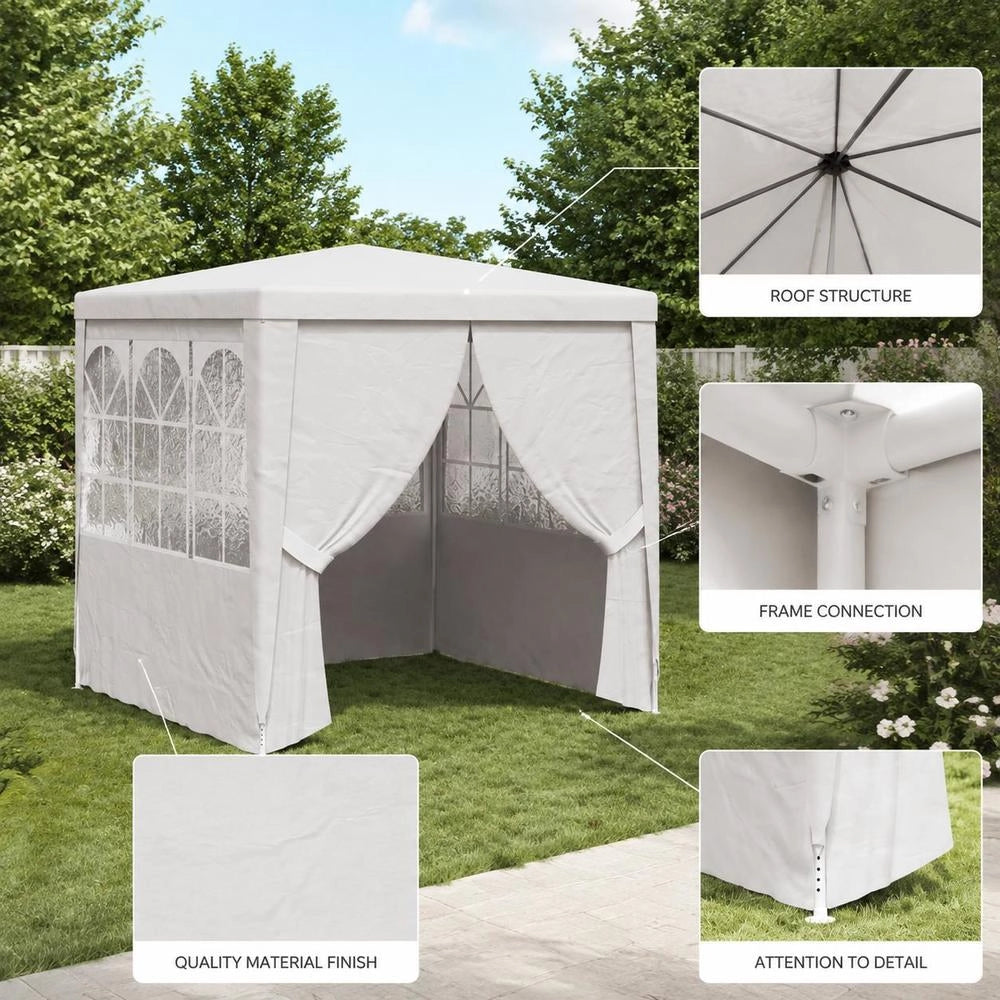 Professional Party Tent With Side Walls 2x2m White 90 G/square Meter