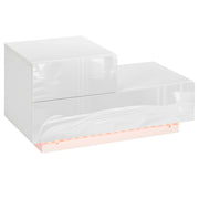 Easycomfort Comodino Moderno con 16 Luci LED RGB, Telecomando e Due Cassetti in Truciolato, 70x37x38cm, Bianco