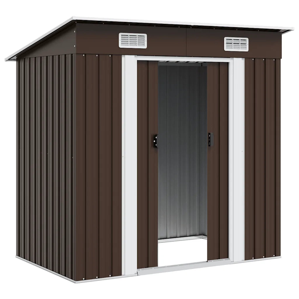 Capanno Attrezzi da Giardino Marrone 194x121x181 cm in Acciaio 47027