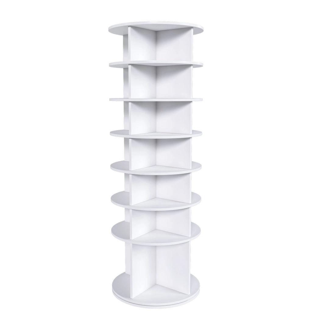 Scarpiera girevole 65x65x21.5 cm; 7 livelli 360°; in PVC bianco
