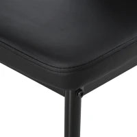 Set 5 Pezzi con 1 Tavolo e 4 Sedie per Cucina o Sala da Pranzo in Finta Pelle, Metallo e Vetro Temperato, Nero