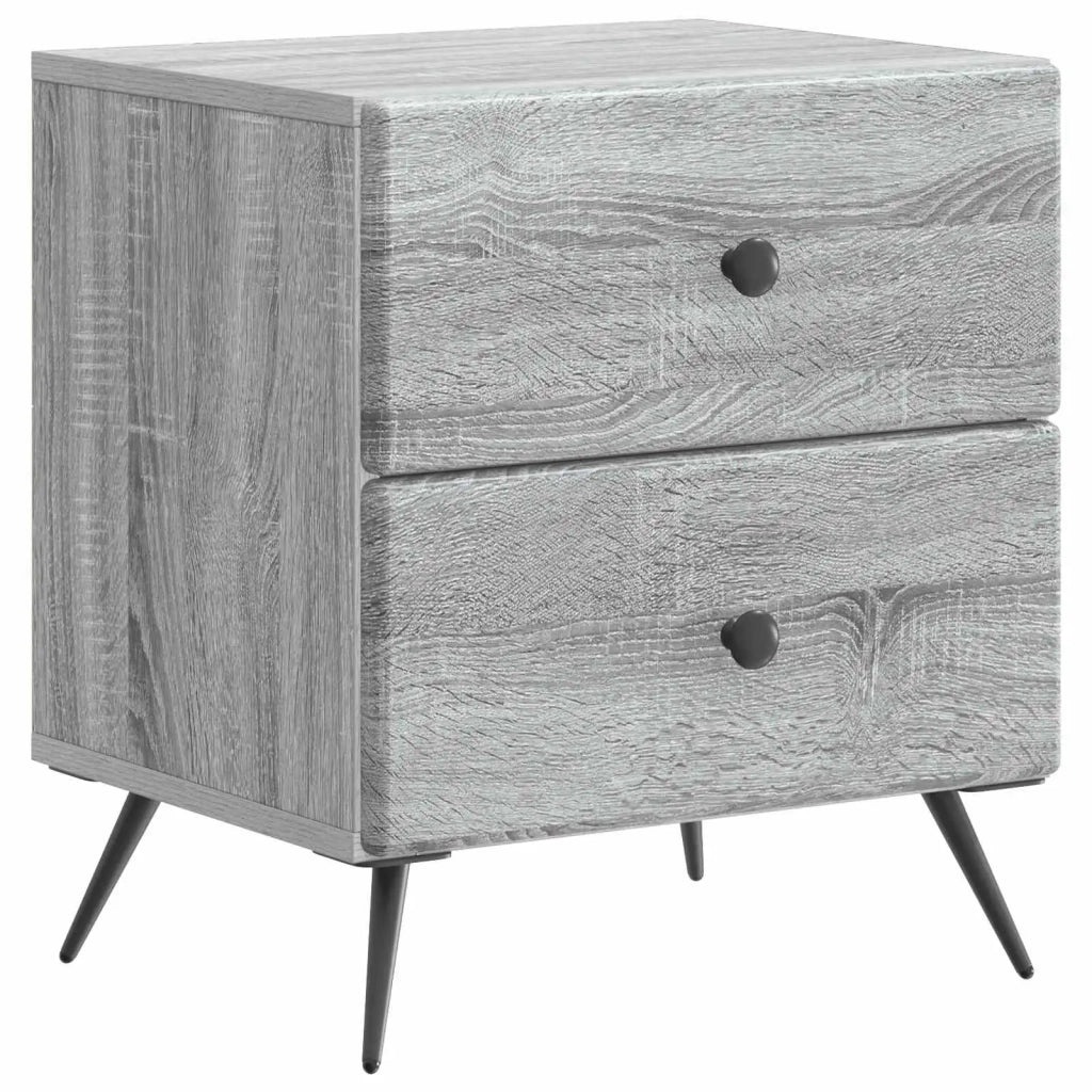 Set di 2 Comodini | Armadio da Notte | Mobiletto da notte Grigio Sonoma 43 x 34,5 x 47,5 cm