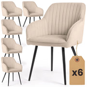 Set di 6 Sedie in velluto con cuciture verticali FLORENCE Beige gambe nere