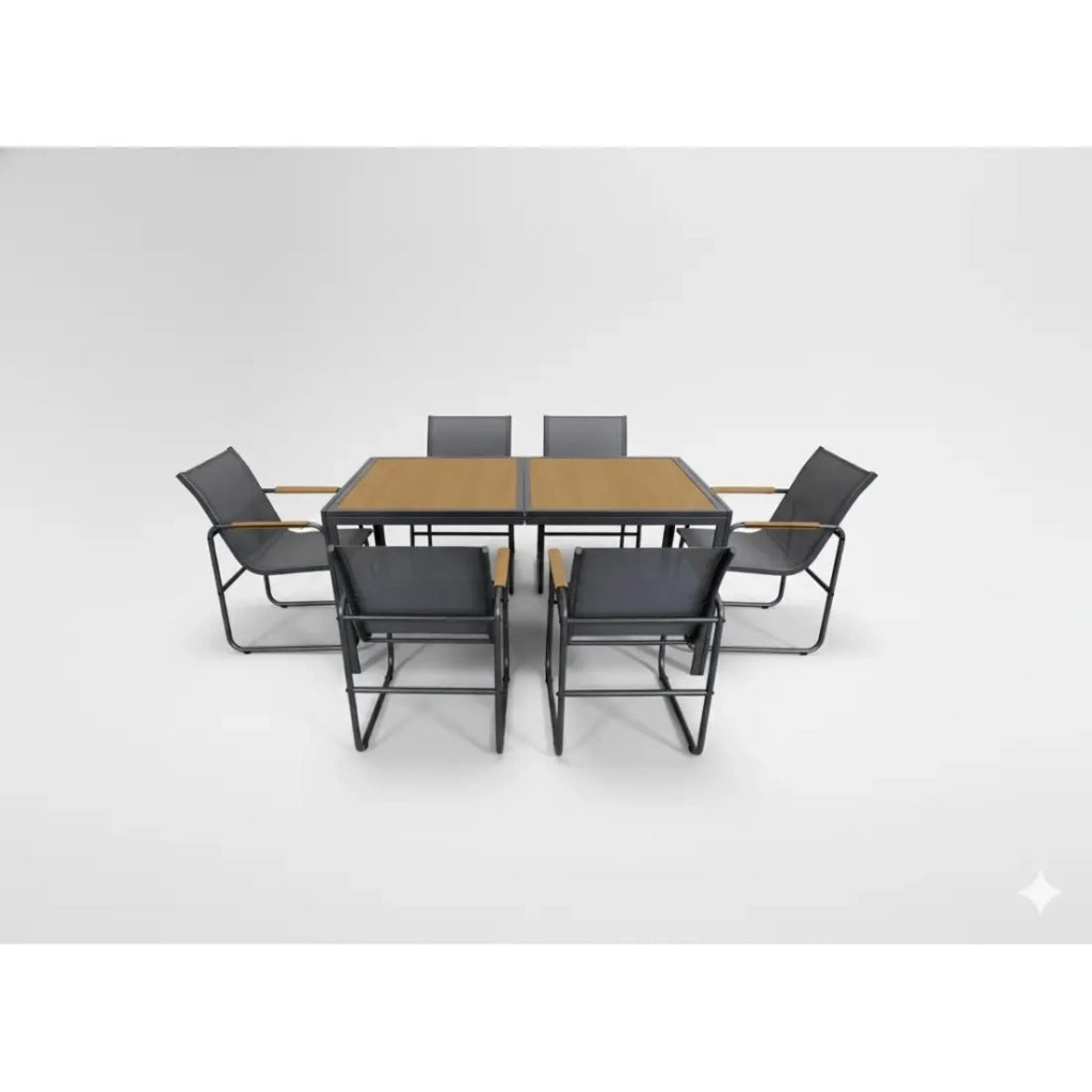 Salotto da giardino DARVIA 6 posti tavolo 150 cm alluminio antracite di alta qualità