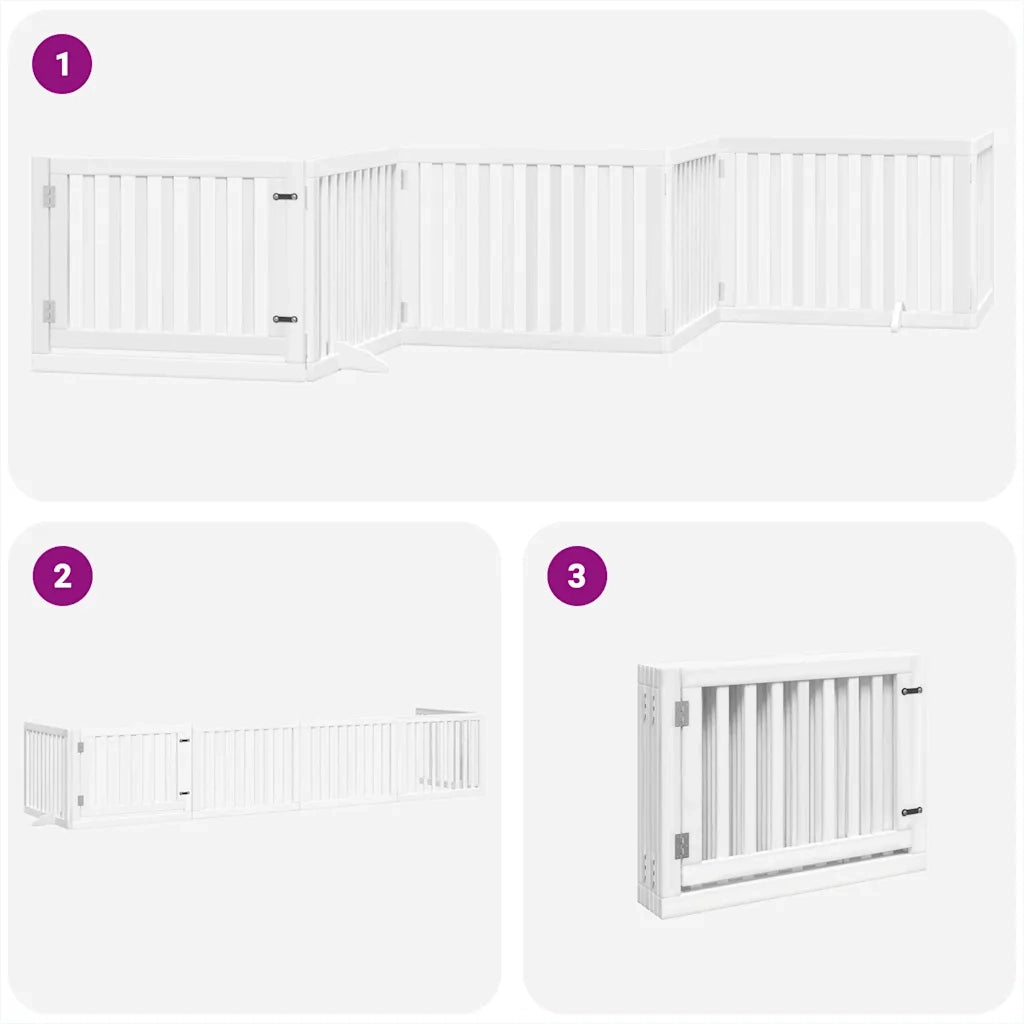 Cancello Cani Porta Pieghevole Bianco 6 Pannelli 480 cm Pioppo