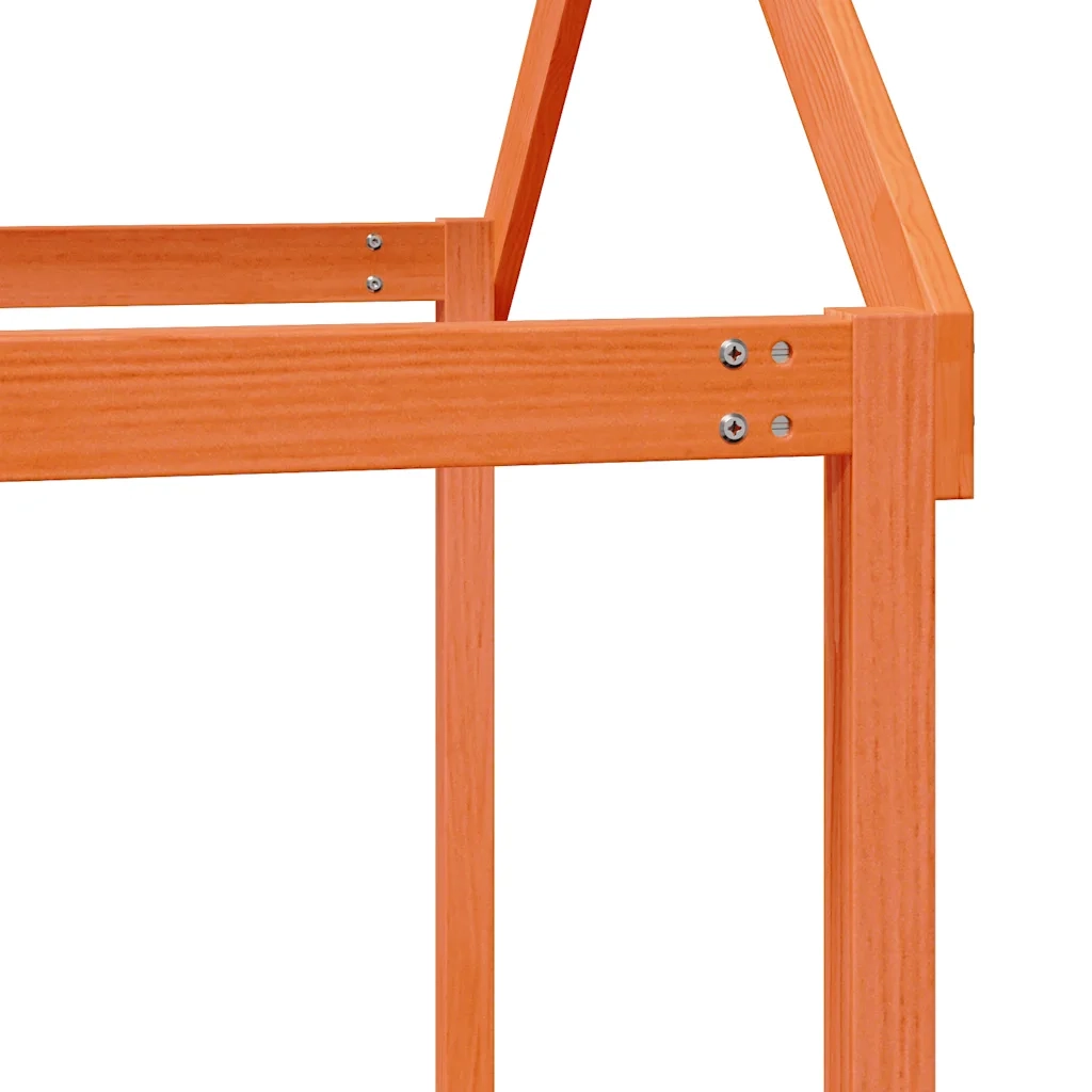 Tetto Letto Bambini Marrone Cera 207x80,5x151,5cm Massello Pino