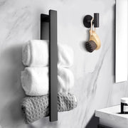 Supporto asciugamani | Maniglione asciugamani Senza forare | Supporto asciugamani per ospiti | Maniglione asciugamani per il fissaggio di parete bagno e doccia | 40cm | Acciaio inossidabile | Nero opaco