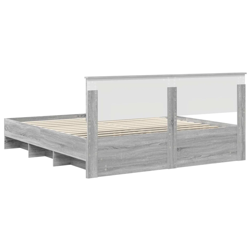Letto matrimoniale | Letto per adulti | Struttura del letto con testiera Grigio Sonoma 180 x 200 cm