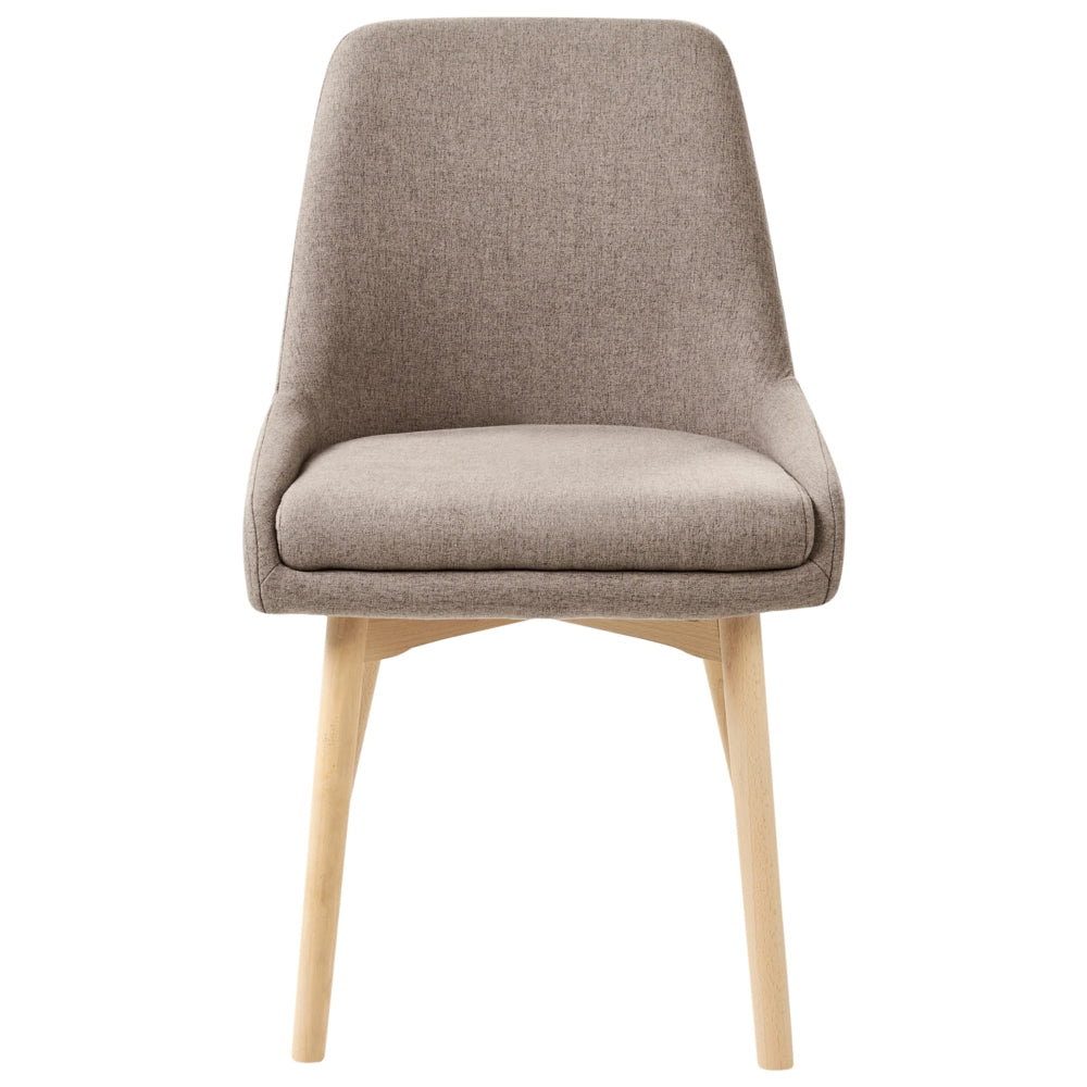 Set di 2 Sedie da Pranzo Gambe in Legno e Tessuto marrone Sedile spesso imbottito