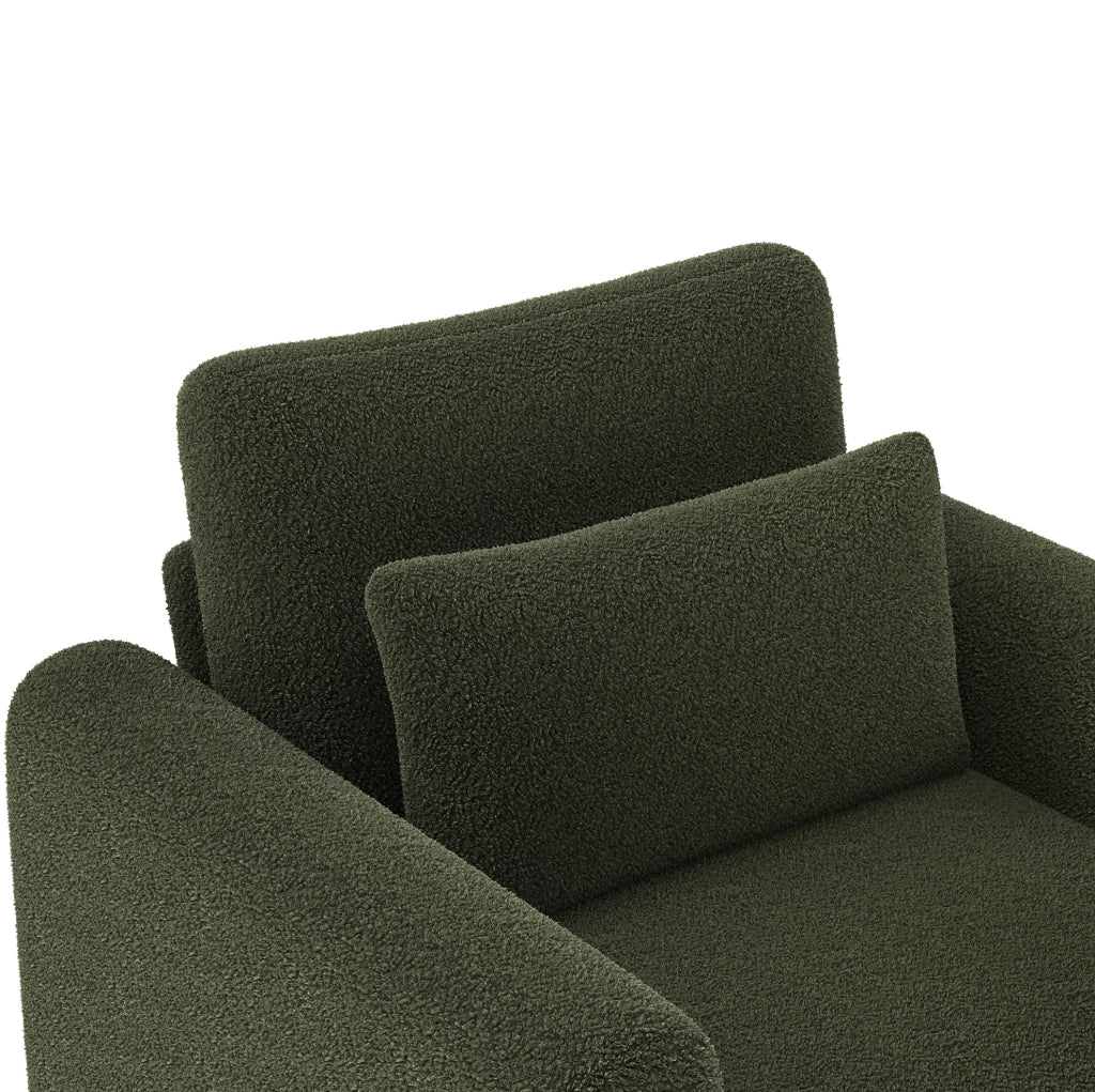 Poltrona lounge in tessuto teddy verde con cuscino 87x83x88,5 cm