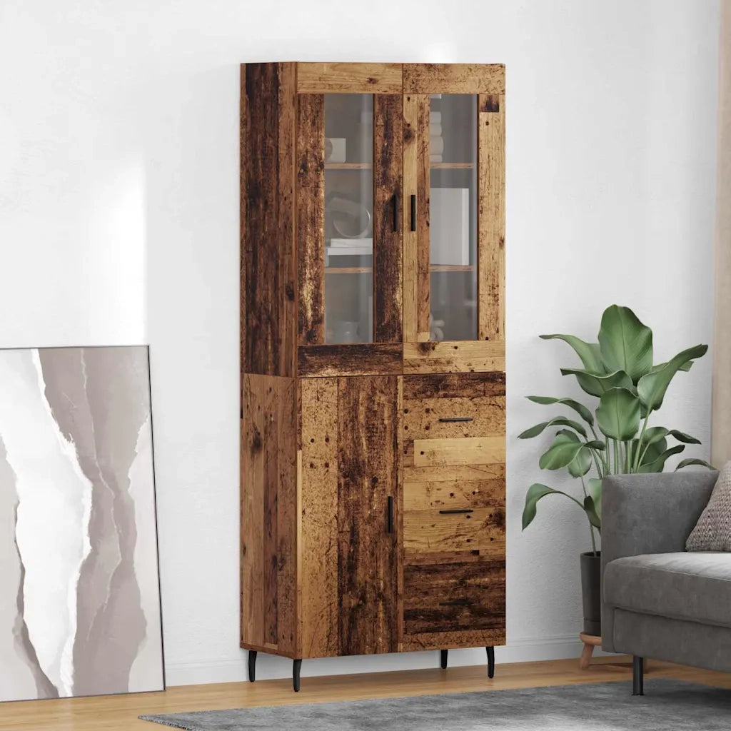 Credenza con cassetto 2 pz | Madia | Buffet da pranzo | Armadio da pranzo Legno vecchio Legno multistrato