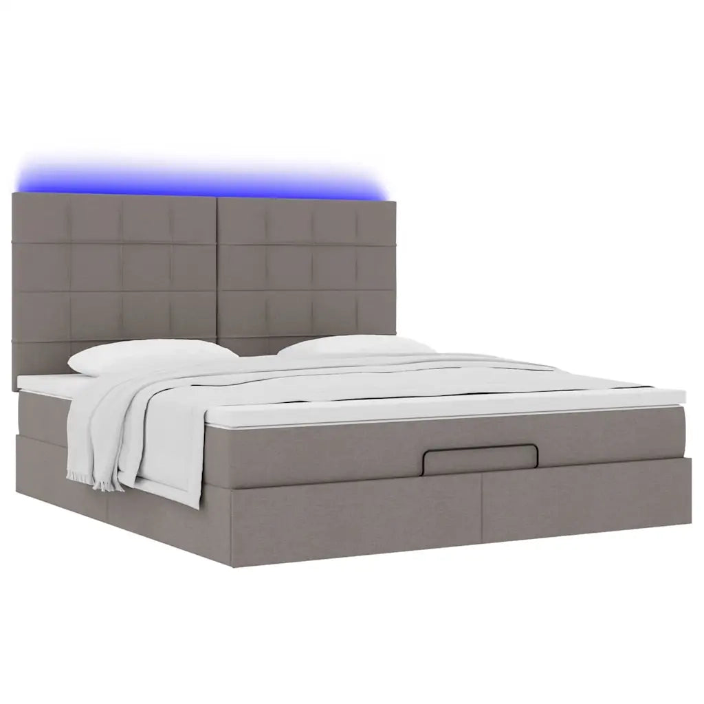 Struttura Letto Pouf con Materasso Tortora 160x200cm in Tessuto 3314021