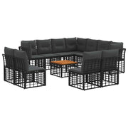 Set di divani da esterno 12 pcs Nero e Grigio scuro Poliestere