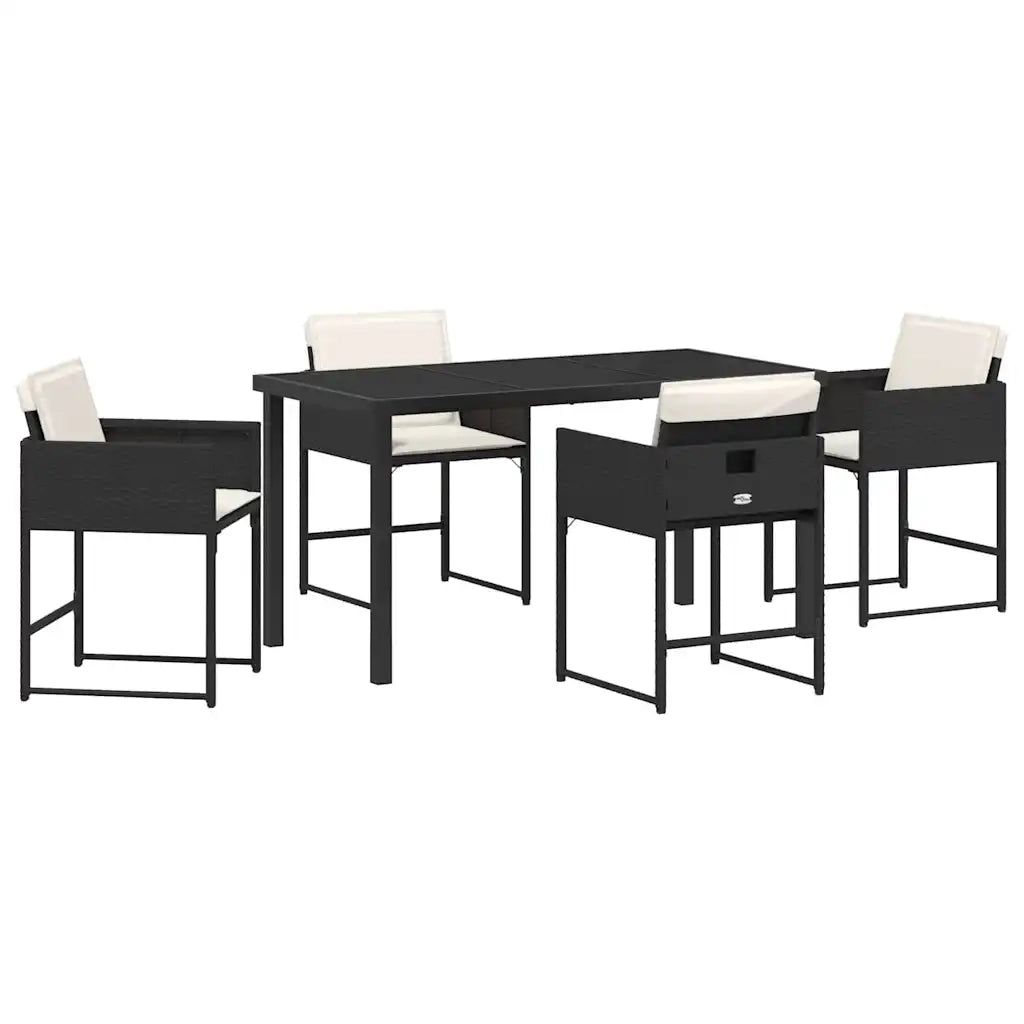 Set da Pranzo per Giardino con cuscino 5 pcs Nero polyrattan 3380005