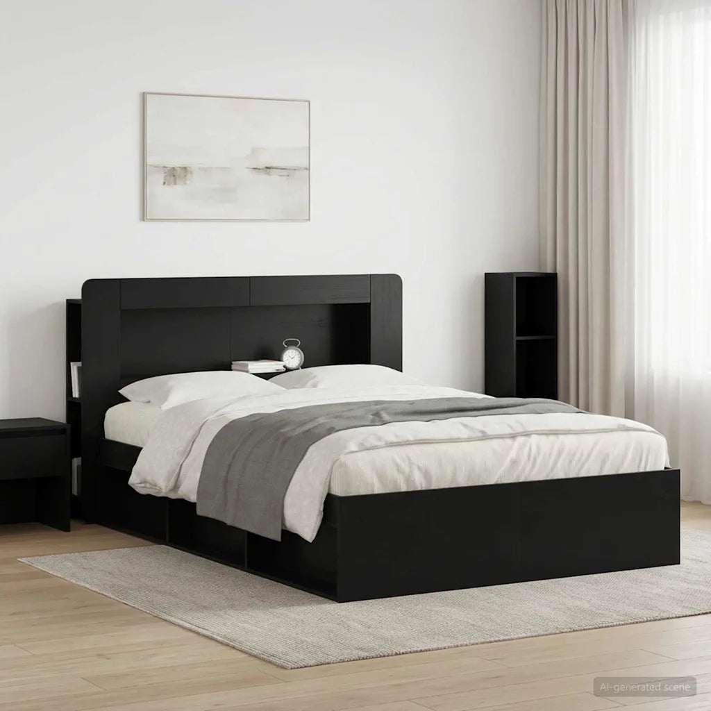 Testata del letto con archiviazione Nero Legno ingegnerizzato 8001274
