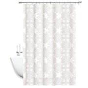 Trade Shop - Tenda Doccia Antimuffa Impermeabile 180x200cm Anelli Bagno Bianca Maiolica 69511 -