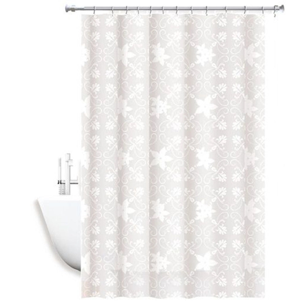 Trade Shop - Tenda Doccia Antimuffa Impermeabile 180x200cm Anelli Bagno Bianca Maiolica 69511 -