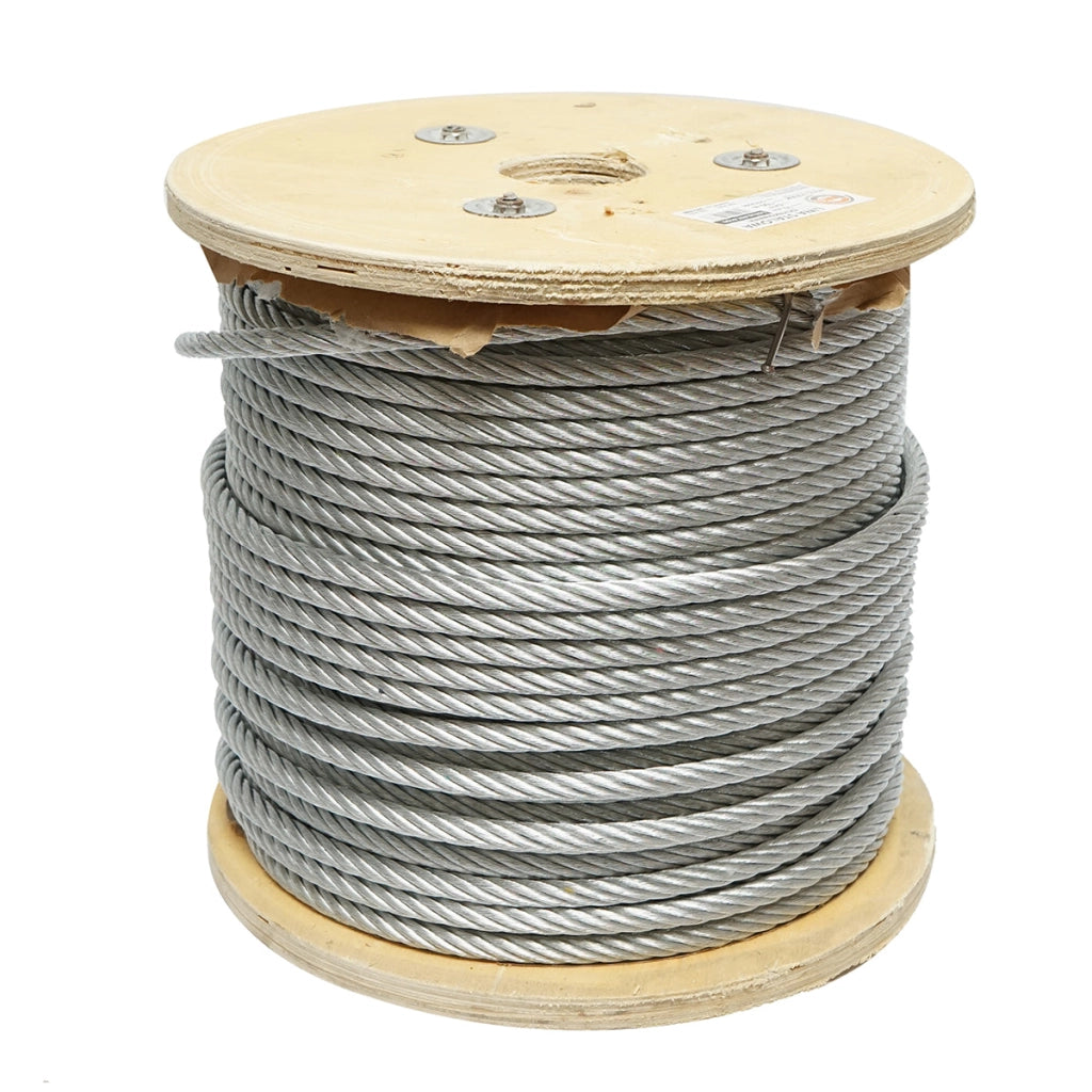 Cavo in acciaio zincato 10mm, 6x37 trefoli, carico massimo 5220Kg, peso 34,6Kg, 100m/rotolo