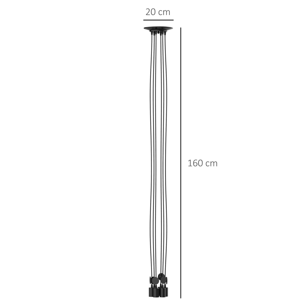 Easycomfort Lampadario Moderno a Sospensione Forma di Ragno, 6 Luci e Braccia Regolabili in Altezza, per Casa e Ufficio, Nero