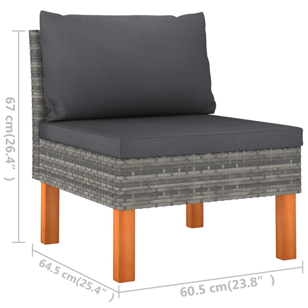 Set di mobili da giardino mobili da esterno 6 pezzi con cuscini resina intrecciata grigia 02_0016858