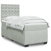 vidaXL Giroletto a Molle con Materasso Grigio Chiaro 100x200cm Velluto