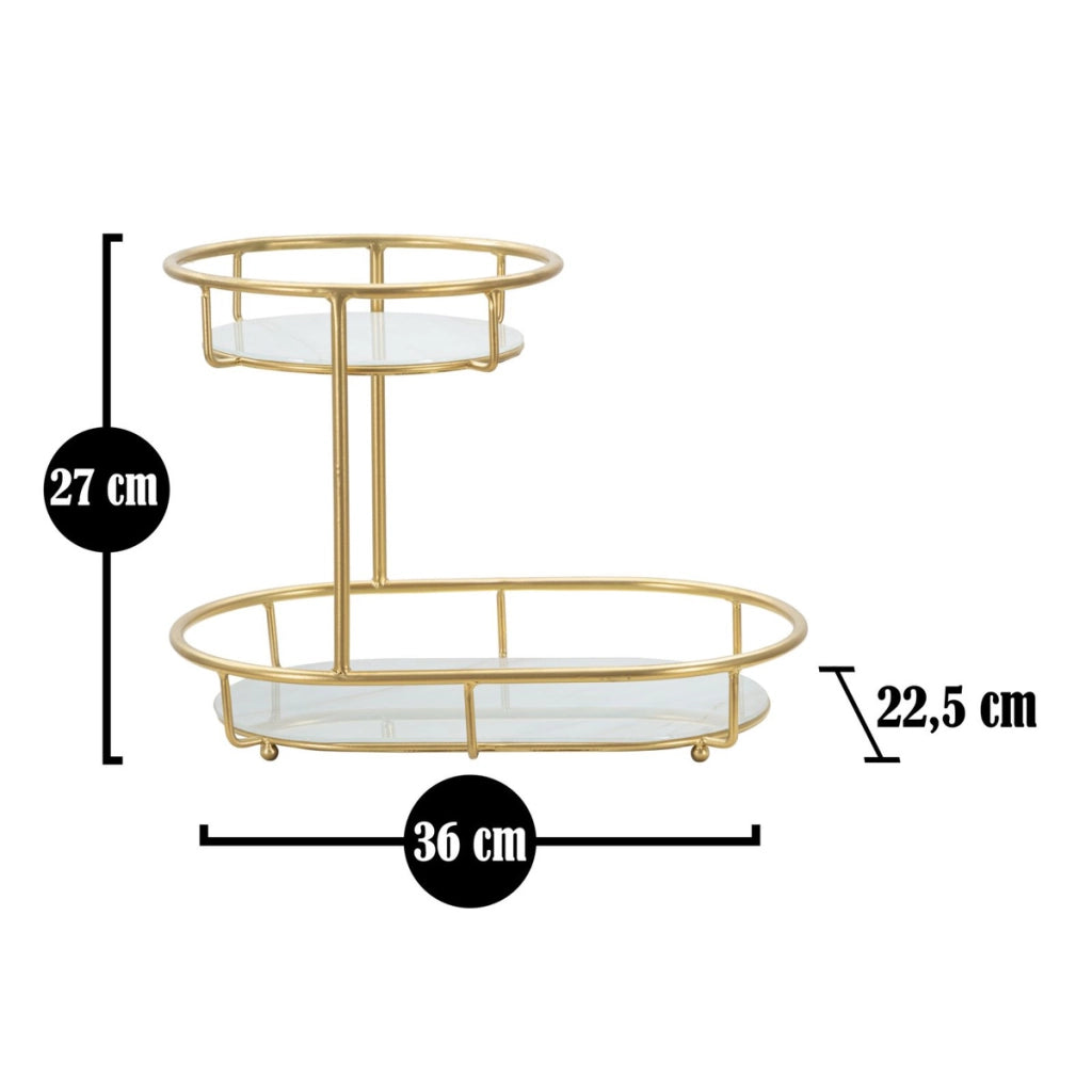 Vassoio VKH690, Oro, Metallo, 36x22,5x27 cm