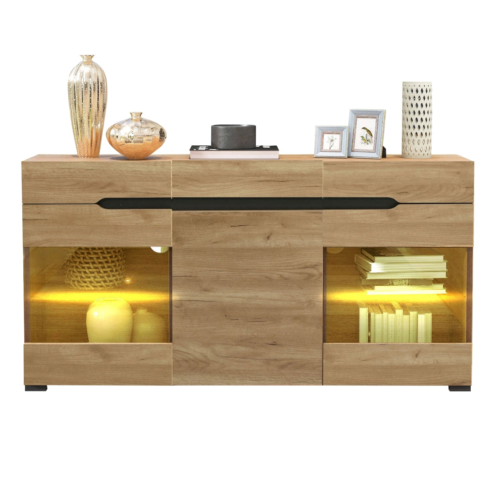Credenza con LED e Cassetti ¨C Xylo ¨C Bianco, 3 Ante, Soggiorno