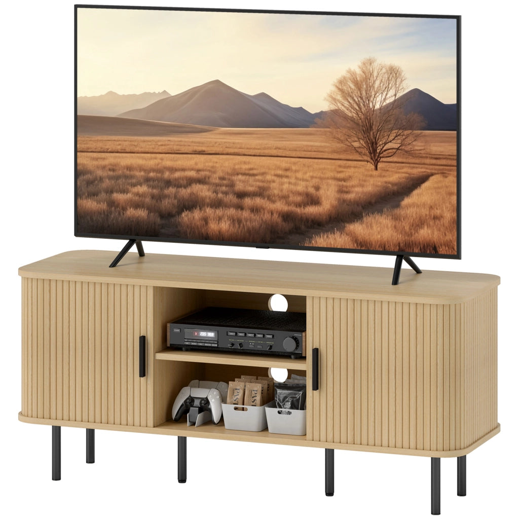 Mobile TV design scandinavo con 2 ante tambour ¨C zephmum ¨C ton ch¨ºne 120x30x