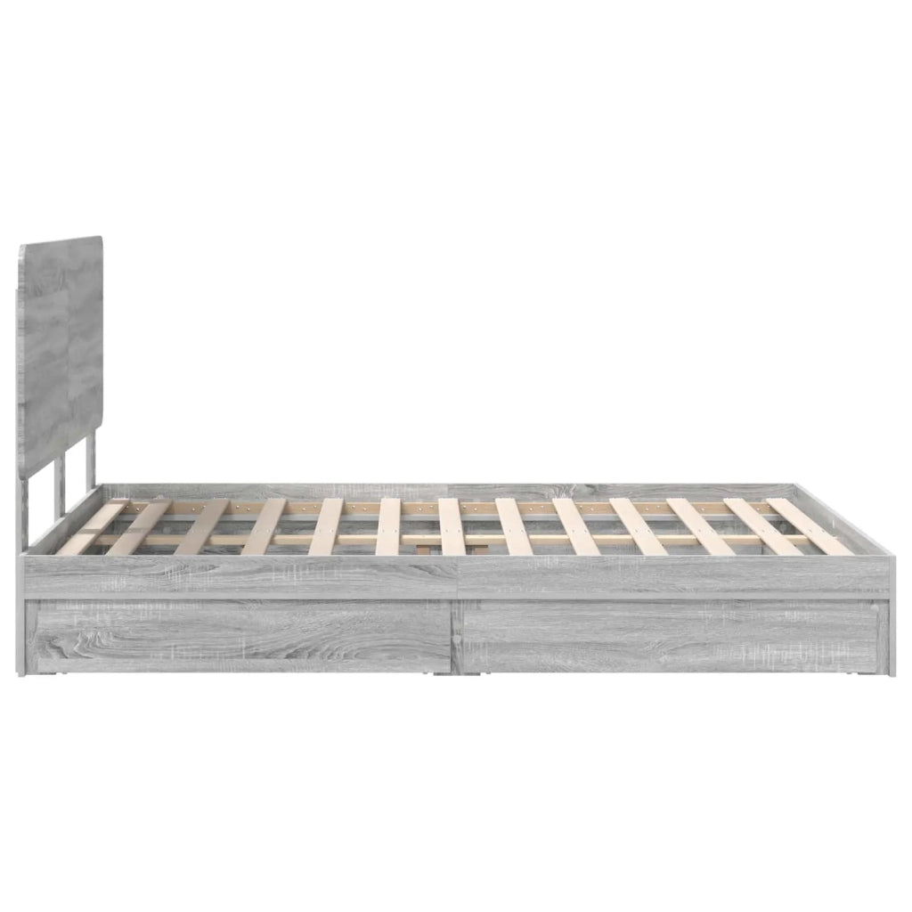 Letto con Contenitore con testiera Grigio Sonoma 140 x 200 cm
