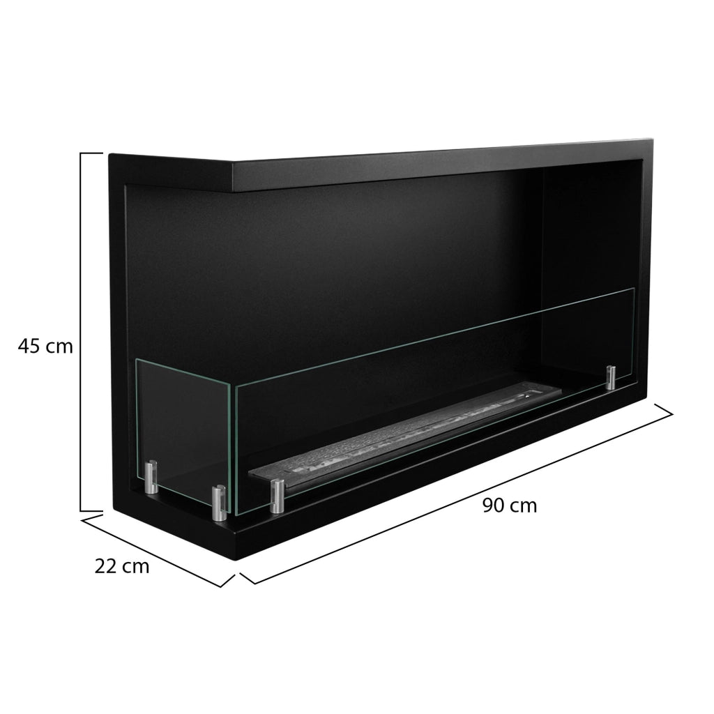 Caminetto Garzeno, Camino a Bioetanolo Capacità 1.5 lt, 90x22x45h cm Nero