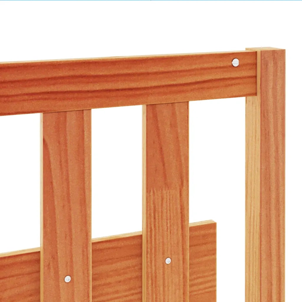 Testiera Marrone Cera 135 cm in Legno Massello di Pino 844293