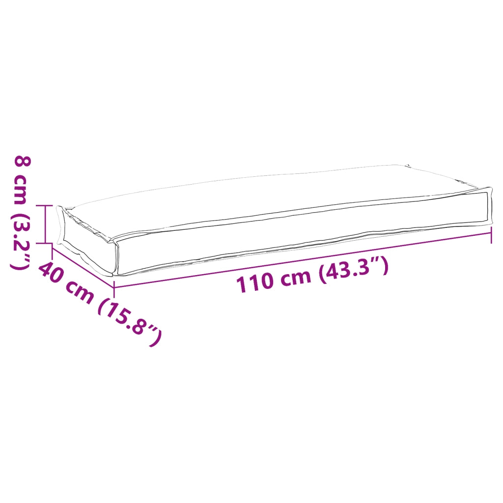 Cuscino per Panchina Motivo a Foglia 110x40x8 cm Tessuto Oxford