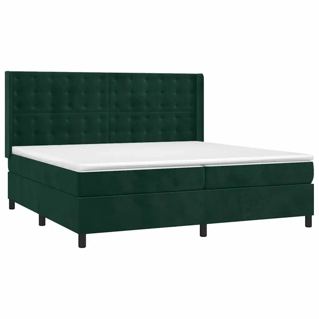 Giroletto a Molle con Materasso Verde Scuro 200x200 cm Vellutocod mxl 122697