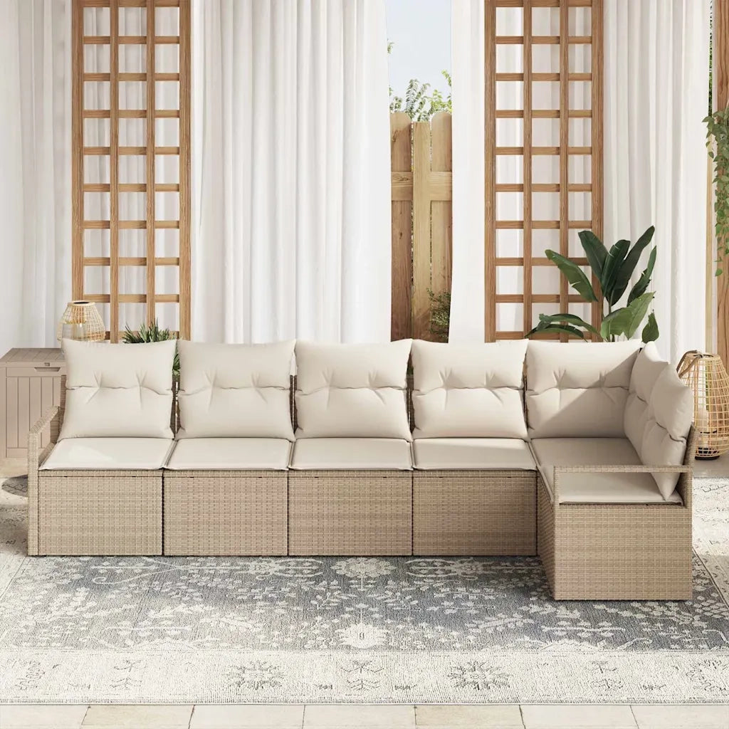 Set di divani 6 pcs Beige polyrattan