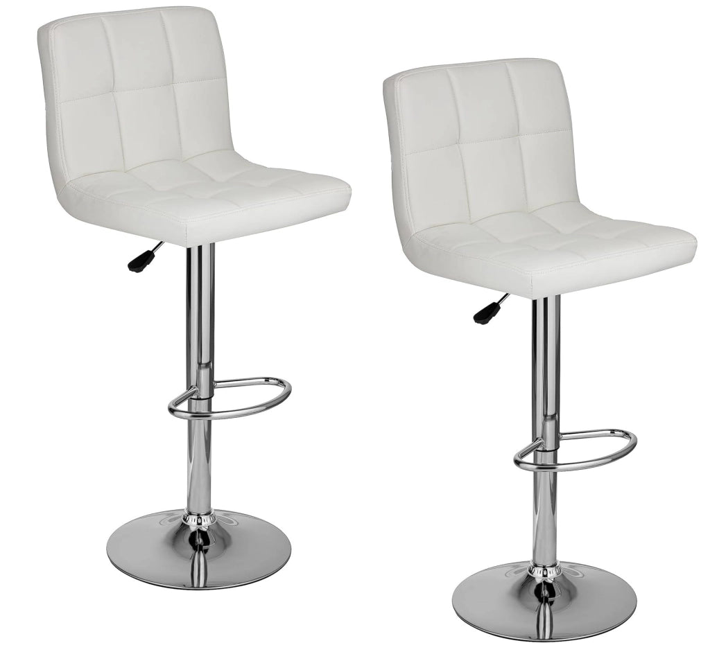 FENIXSHOP24 – Coppia di sgabelli girevoli da bar pub cucina – regolabili in altezza struttura in acciaio cromato, imbottitura in gommapiuma – cod-008