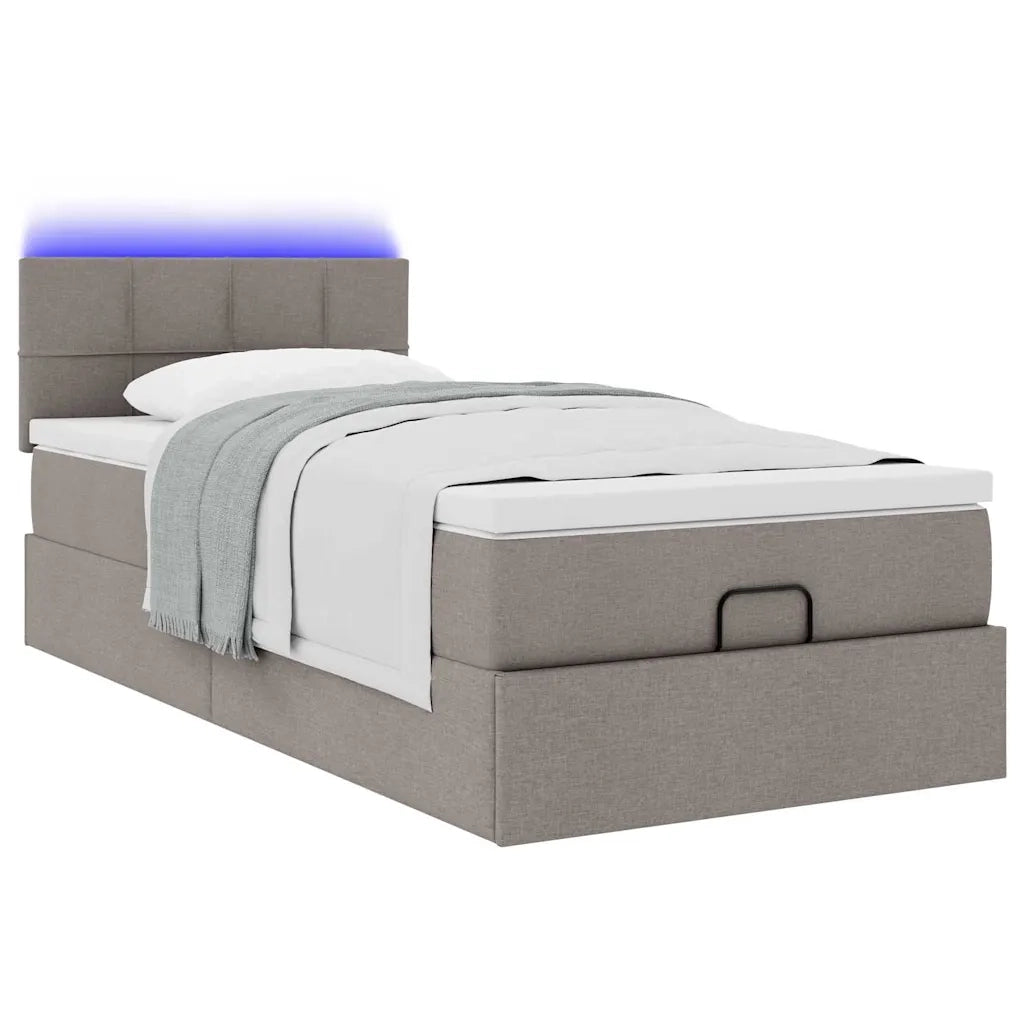 Pouf Letto con Materasso Tortora 100x200 cm in Tessuto