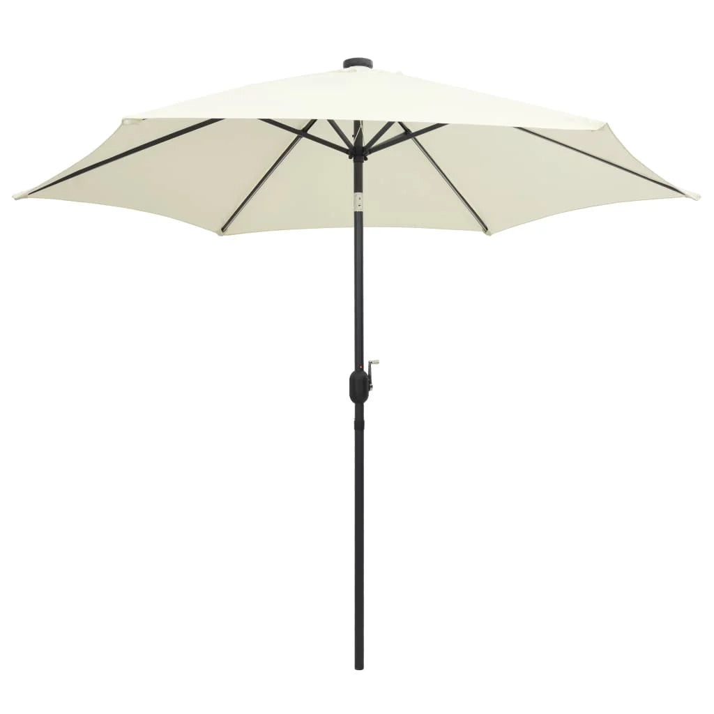 Ombrellone con LED e asta in alluminio da 300 cm colore bianco sabbia 02_0008083