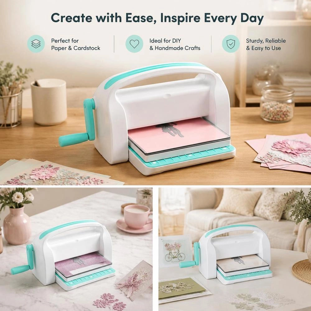Die-cutting And Embossing Machine, Scrapbooking Embossing Machine, 226 Mm Opening Size, My Life Handmade Starter Set, Manual Embossing Machine Set For DIY Crafts, Cards, Invitations, Home Decoration, Etc.
