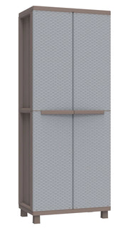Armadio Portascope Modulare da Esterno 68x37,5x170 cm 2 Ante 4 Ripiani in Polipropilene Jrattan Tortora e Grigio