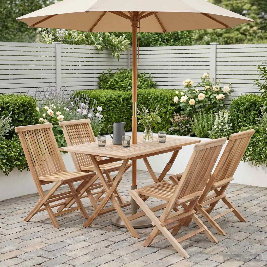 Set di Mobili da Giardino 5 pz Naturale Legno di teak solido 3418858