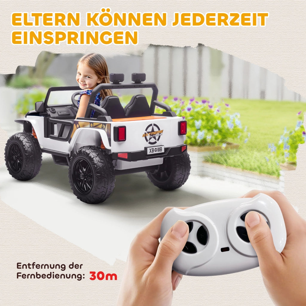 Auto Elettrica per Bambini 12V con Sedile Genitore ¨C Xylo ¨C Telecomando, Musica, LED, 3-8 Anni, Bianco