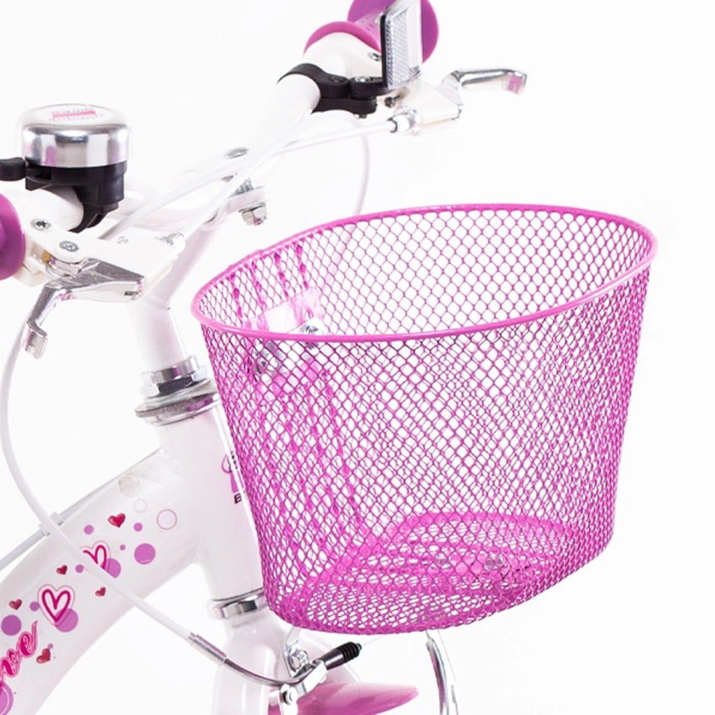 SCH PINK LOVE 14", bicicletta per bambini, adatta ad eta' tra i 4 e i 6 anni, per altezza tra 100 e 120 cm, con cestino