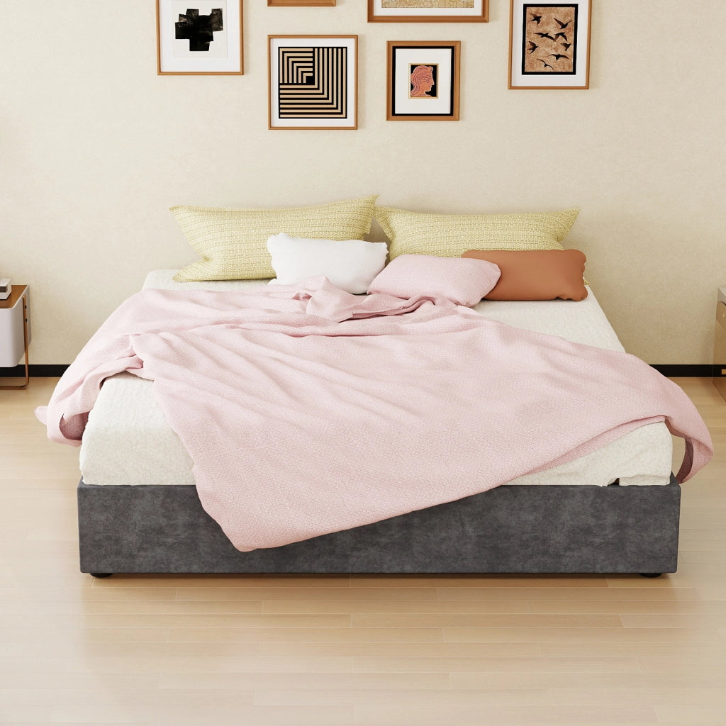 LETTO Telaio 160x200 cm Grigio in Tessuto e Metallo