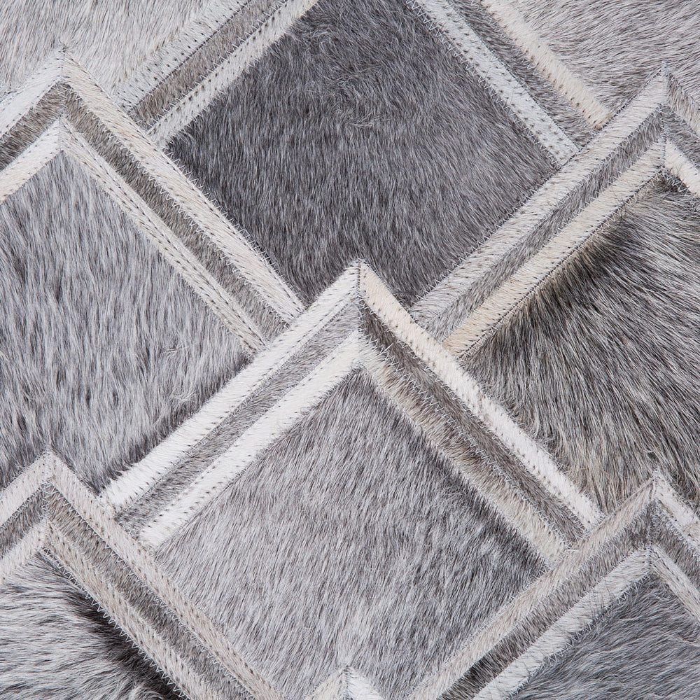 Tappeto tappetino Grigio Pelle 140 x 200 cm Patchwork Pelle Bovina Geometrico Rettangolare Moderno