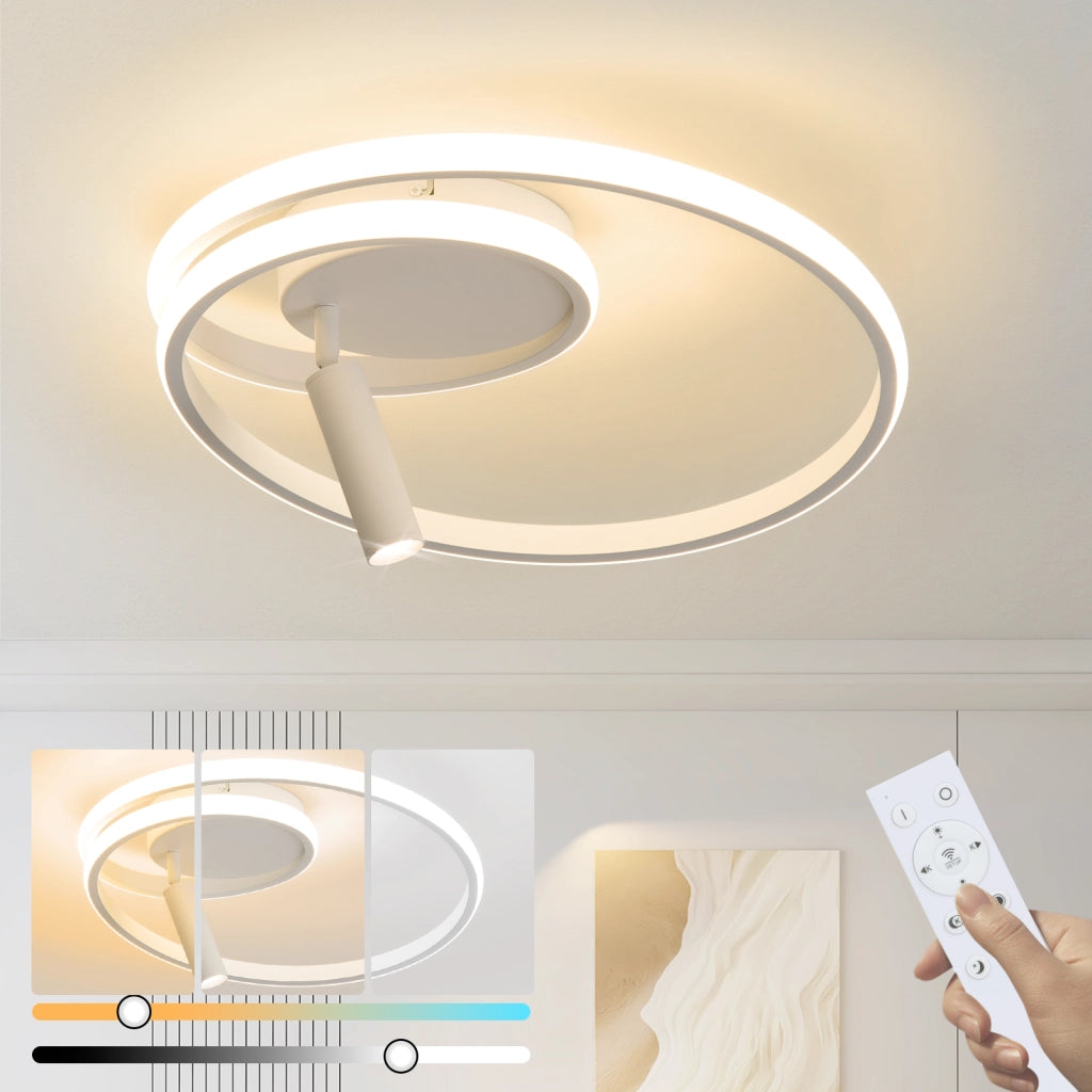 ZMH Lampada da soffitto plafoniera LED dimmerabile 40cm 37W bianca telecomando per cucina