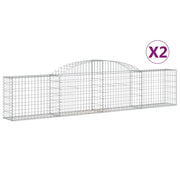 Set di 2 gabbioni ad arco per recinzione gabbia o muro di contenimento 300 x 30 x 60/80 cm ferro zincato argento 02_0041371