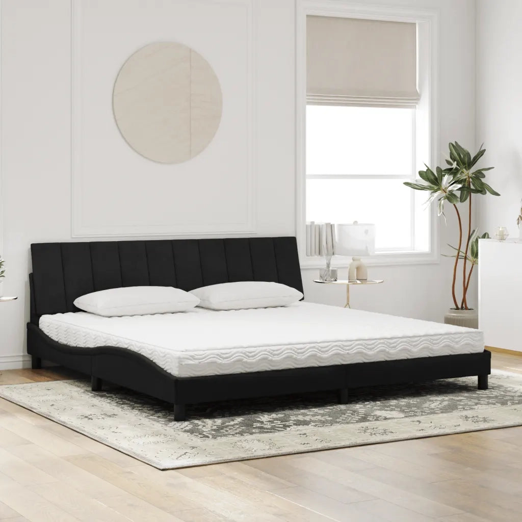Letto con Materasso Nero 200x200 cm in Velluto