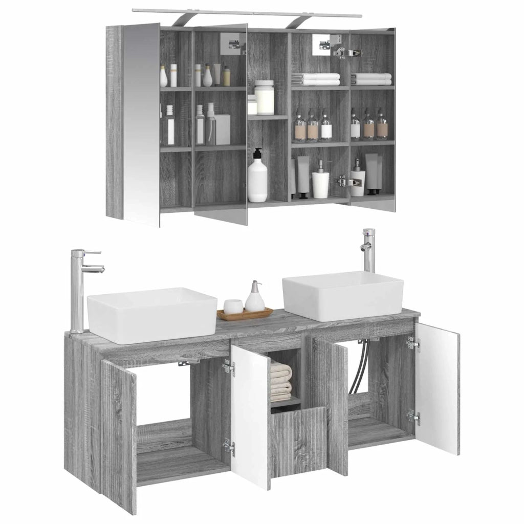Set di Armadi da Bagno 4 pcs Sonoma grigio Legno ingegnerizzato 3406420